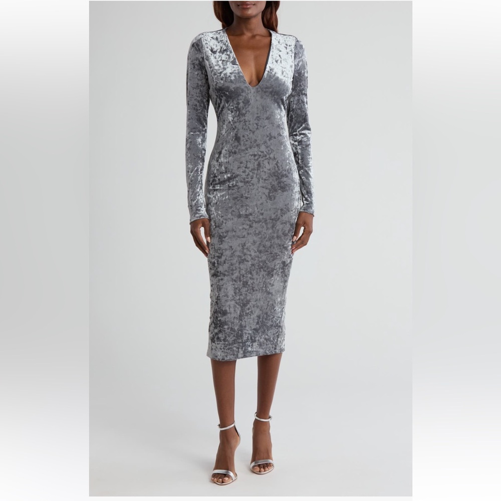Good American Gray Velvet Dress